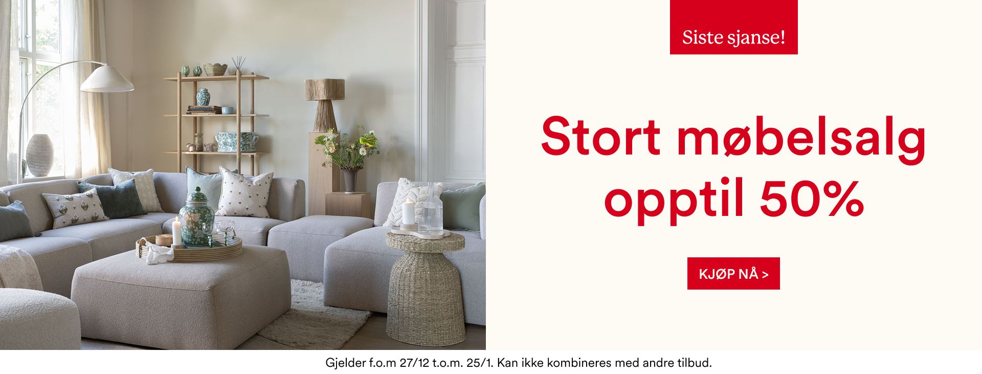 Stort møbelsalg opptil 50%